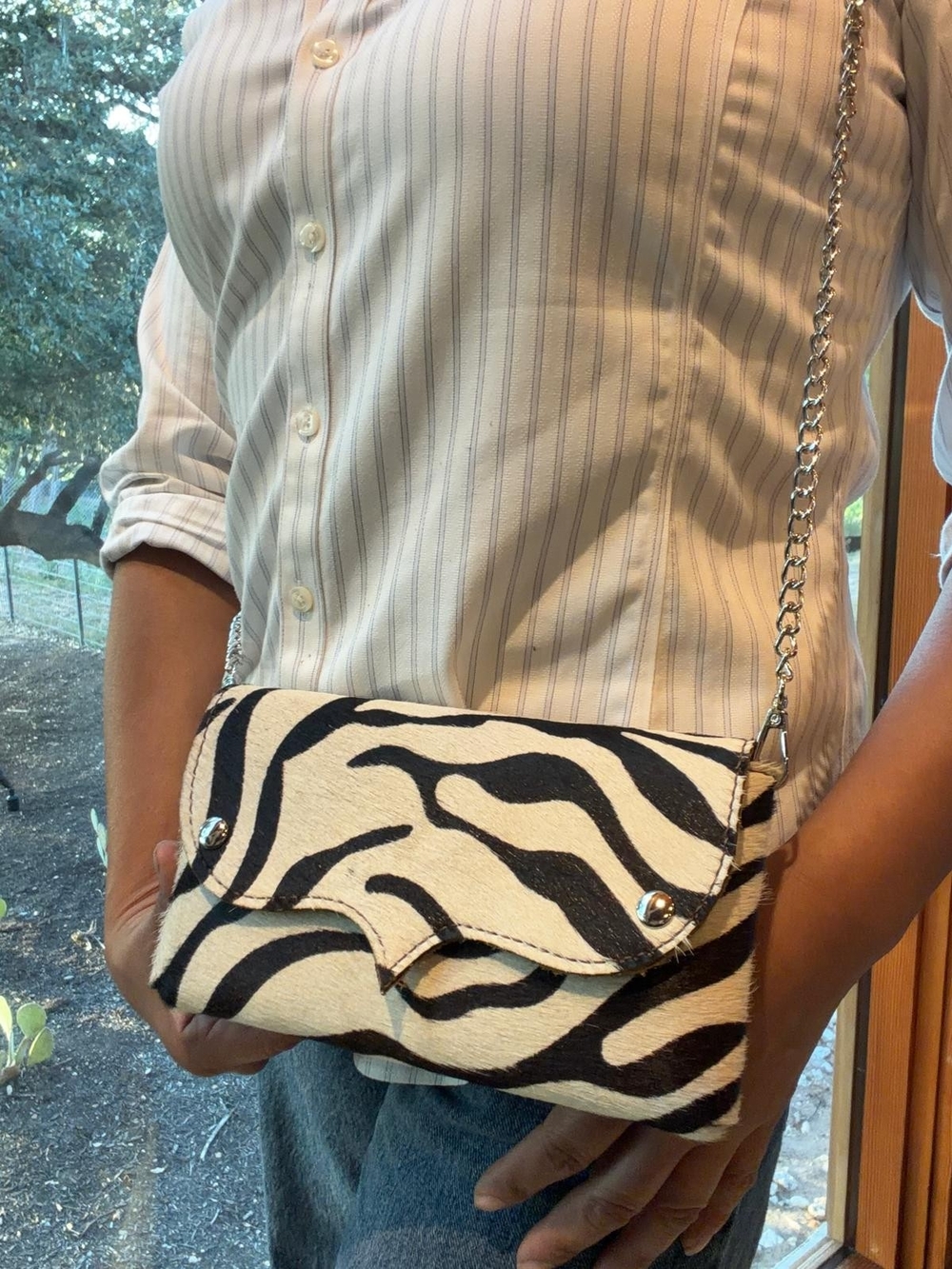 Handmade Zebra Cowhide Crossbody / Clutch